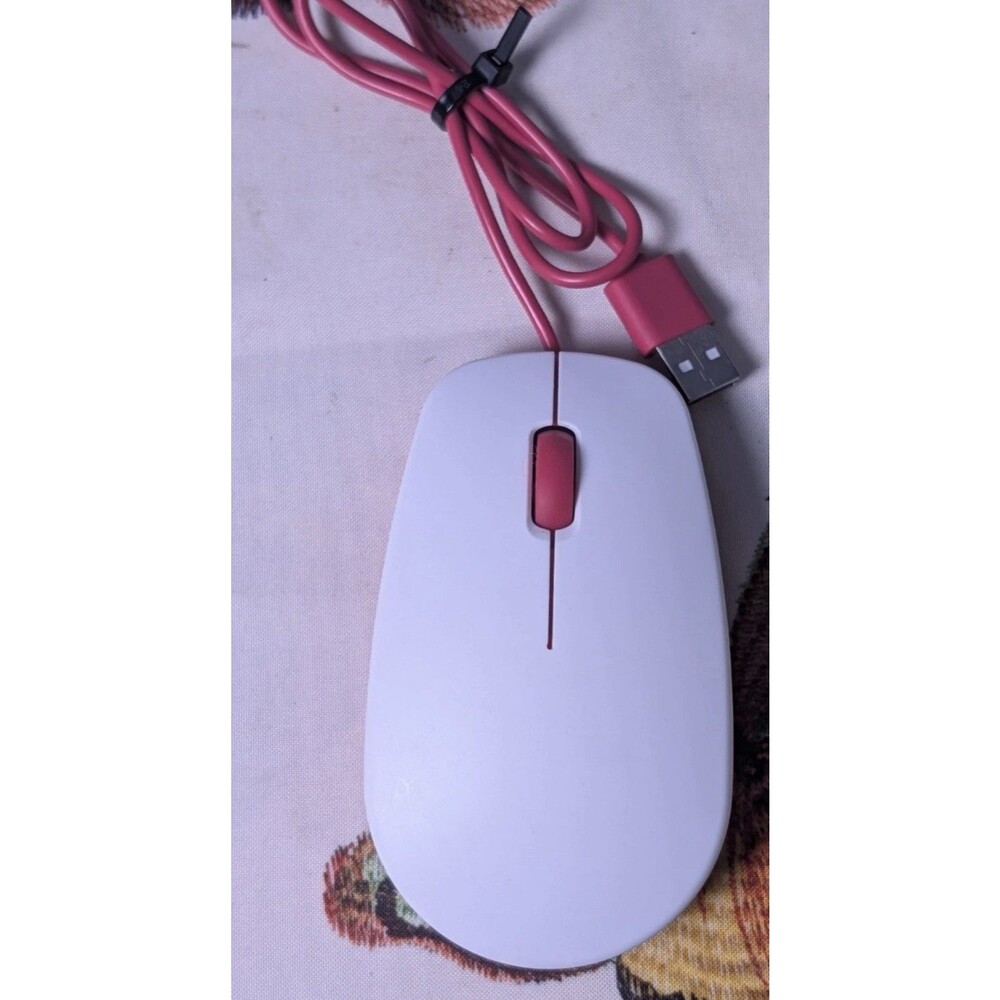 Raspberry Pi Official Wired Optical USB Mouse Red White RPI-MOUSE Desktop Laptop